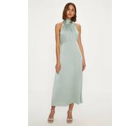 Oasis Women's Satin Halter Neck Midi Bridesmaid Dress in Sage | Size: 12