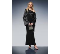 Oasis Women's Satin Off-The Shoulder Slip Dress in Black | Size: 14 Oasis Black 14