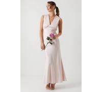 Oasis Women's Satin Open Back Detail Maxi Bridesmaid Dress in Blush | Size: 14
