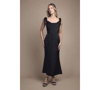 Oasis Women's Satin Tie Shoulder Cowl Front Midi Bridesmaid Dress in Black | Size: 8