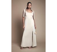 Oasis Women's Satin Tie Shoulder Midi Bridesmaid Dress in Champagne | Size: 12 Oasis Champagne 12