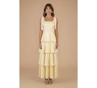 Oasis Women's Satin Tie Shoulder Tiered Bridesmaid Maxi Dress in Butter | Size: 14