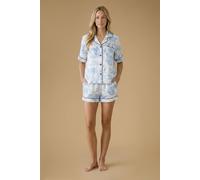 Oasis Women's Satin Toile Printed Short Nightwear Set in Blue | Size: Medium Oasis Blue M