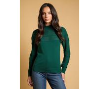 Oasis Women's Scallop Neck Volume Sleeve Jumper in Forest | Size: Medium