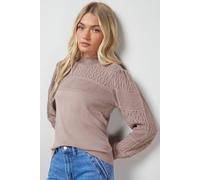 Oasis Women's Scallop Neck Volume Sleeve Jumper in Taupe | Size: Small Oasis Taupe S