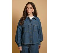 Oasis Women's Scallop Pocket Denim Jacket in Indigo | Size: 18