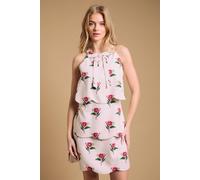 Oasis Women's Scallop Tier Mini Halterneck Dress in Ivory | Size: 14