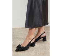 Oasis Women's Seala Faux Suede Bow Slingback Medium Block Heel Court Shoes in Natural Black | Size: 3