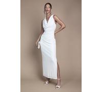 Oasis Women's Sequin Cowl Neck Maxi Wedding Dress in Ivory | Size: 12