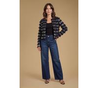 Oasis Women's Sequin Ruffle Mesh Trophy Jacket in Black | Size: 8