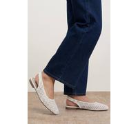 Oasis Women's Shauna Faux Leather Lace Slingback Ballet Pumps in Beige | Size: 4 Oasis Beige 4