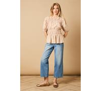 Oasis Women's Shirred Bodice Puff Sleeve Top in Stone | Size: 8 Oasis Stone 8