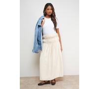 Oasis Women's Shirred Waist Midi Skirt in Ivory | Size: 16