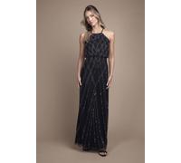 Oasis Women's Sleeveless Sequin Maxi Bridesmaid Dress in Black | Size: 10