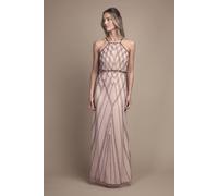 Oasis Women's Sleeveless Sequin Maxi Bridesmaid Dress in Champagne | Size: 12 Oasis Champagne 12