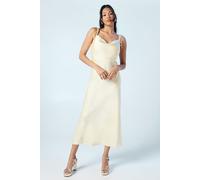 Oasis Women's Spaghetti Strap Cowl Front Bridesmaid Midi Dress in Butter | Size: 14 Oasis Butter 14