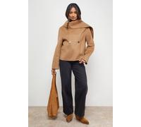 Oasis Women's Stitched Scarf Longline Jacket Coat in Chocolate | Size: 10 Oasis Chocolate 10