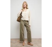 Oasis Women's Stitchy V Neck Cardigan in Ecru | Size: Small Oasis Ecru S