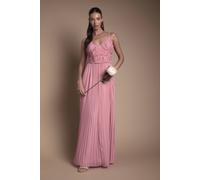 Oasis Women's Strappy Pleated Bridesmaid Dress With Ruffle Detail in Rose | Size: 10 Oasis Rose 10