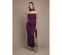Oasis Women's Strappy Satin Maxi Bridesmaid Dress with Scarf in Grape | Size: 12 Oasis Grape 12