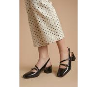 Oasis Women's Tara Faux Leather Slingback Mary Jane Flats in Black | Size: 4