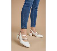 Oasis Women's Tara Faux Leather Slingback Mary Jane Flats in White | Size: 5
