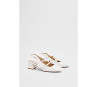 Oasis Women's Tara Faux Leather Slingback Mary Jane Flats in White | Size: 5 Oasis White 5