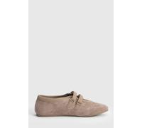 Oasis Women's Terrie Faux Suede Double Strap Mary Jane Ballet Trainers in Beige | Size: 8