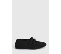 Oasis Women's Terrie Faux Suede Double Strap Mary Jane Ballet Trainers in Natural Black | Size: 8