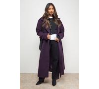 Oasis Women's Tie Belt Detail Midi Coat in Berry | Size: 10 Oasis Berry 10