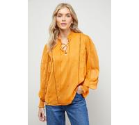 Oasis Women's Tie Neck Ruffle Detail Chiffon Blouse in Peach | Size: 10 Oasis Peach 10