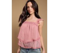 Oasis Women's Tiered Frill Sleeve Western Cami Top in Blushed Pink | Size: 14 Oasis Blushed Pink 14