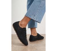 Oasis Women's Tracie Faux Leather Mesh Lace Up Trainers in Black | Size: 3