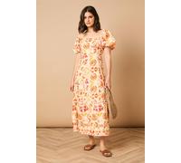 Oasis Women's Trim Detail Square Neck Puff Sleeve Midi Dress | Size: 12