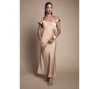 Oasis Women's Twist Front Angel Sleeve Bridesmaid Dress in Biscuit | Size: 10 Oasis Biscuit 10