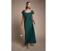 Oasis Women's Twist Front Angel Sleeve Bridesmaid Dress in Emerald | Size: 10 Oasis Emerald 10