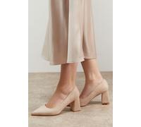 Oasis Women's Val Faux Suede Pointed High Block Heel Courts in Taupe | Size: 6 Oasis Taupe 6