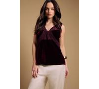 Oasis Women's Velvet Lace Detail V Neck Cami Top in Wine | Size: 8 Oasis Wine 8