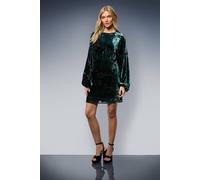 Oasis Women's Velvet Long Sleeve Mini Dress in Green | Size: 10