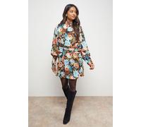 Oasis Women's Volume Shoulder Western Mini Dress in Floral | Size: 8 Oasis Floral 8