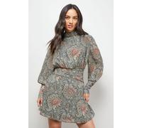 Oasis Women's Volume Shoulder Western Mini Dress | Size: 8 Oasis Multicolor 8