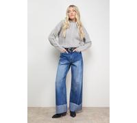 Oasis Women's Wavy Cable Detail Scalloped Neck Jumper in Grey | Size: Large Oasis Grey L