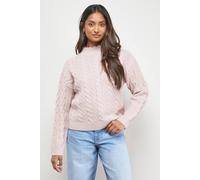 Oasis Women's Wavy Cable Detail Scalloped Neck Jumper in Rose | Size: Large