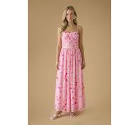 Oasis Women's Wildflower Mesh Bandeau Maxi Dress in Pink | Size: 14
