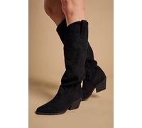 Oasis Women's Winnie Faux Suede Slouch Calf Boots in Natural Black | Size: 3