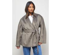 Oasis Women's Wrap Detail Belted Short Coat in Grey | Size: 14 Oasis Grey 14
