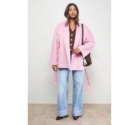 Oasis Women's Wrap Detail Belted Short Coat in Pink | Size: 14 Oasis Pink 14