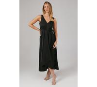 Oasis Women's Wrap Top Satin Bridesmaid Midaxi Dress in Black | Size: 12 Oasis Black 12