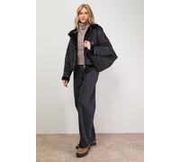 Oasis Women's Zip Through Faux Leather Short Aviator Jacket in Black | Size: 12