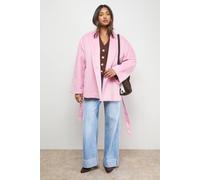 Oasis Wrap Detail Belted Short Coat In Pink pink 16